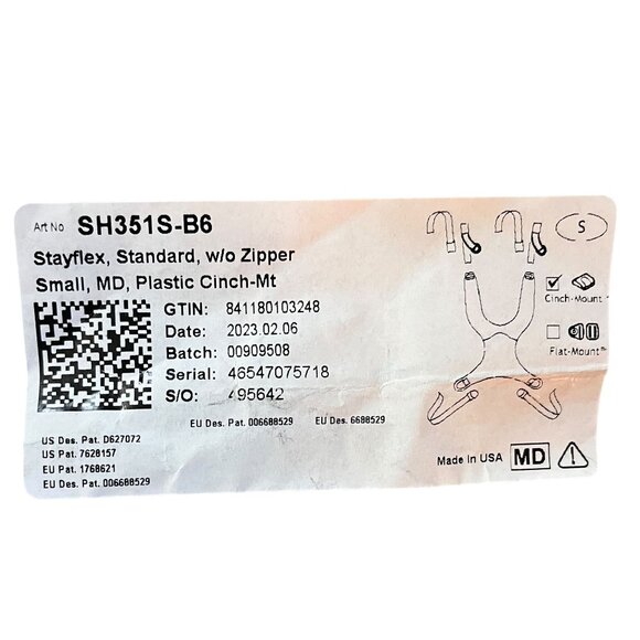 SH315S-B6 BodyPoint Stayflex Chest Support Standard W/O Zipper Cinch Mount Small - Picture 3 of 4